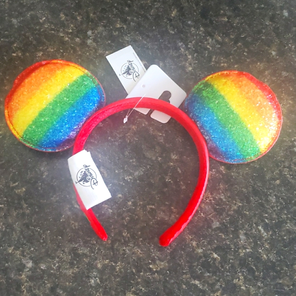 NWT, new Disney Mickey Rainbow Pride Ears Headband embroidered LOVE 🌈